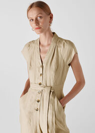 Sana Linen Jumpsuit Beige