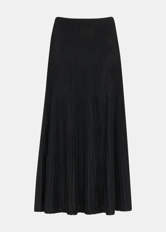 Black Knitted Pleated Skirt