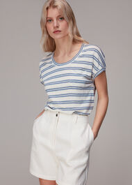 Linen Stripe Scoop Neck Tee