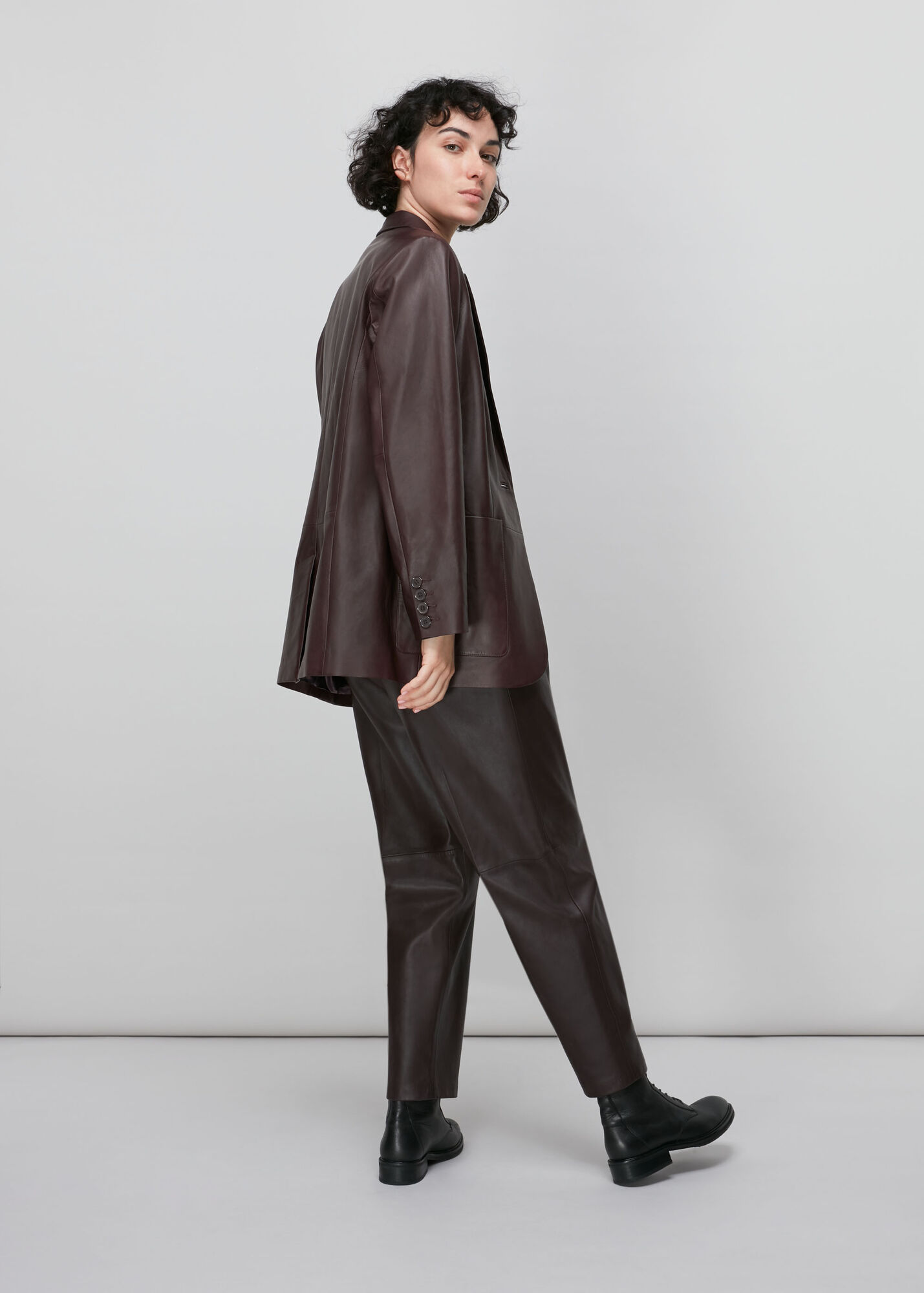 Burgundy Leather Blazer WHISTLES