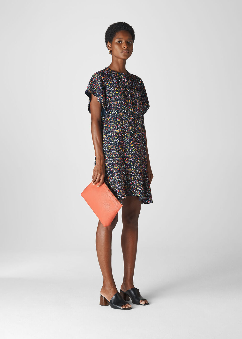 Navy/Multi Ditsy Blossom Shirt Dress WHISTLES Whistles AU