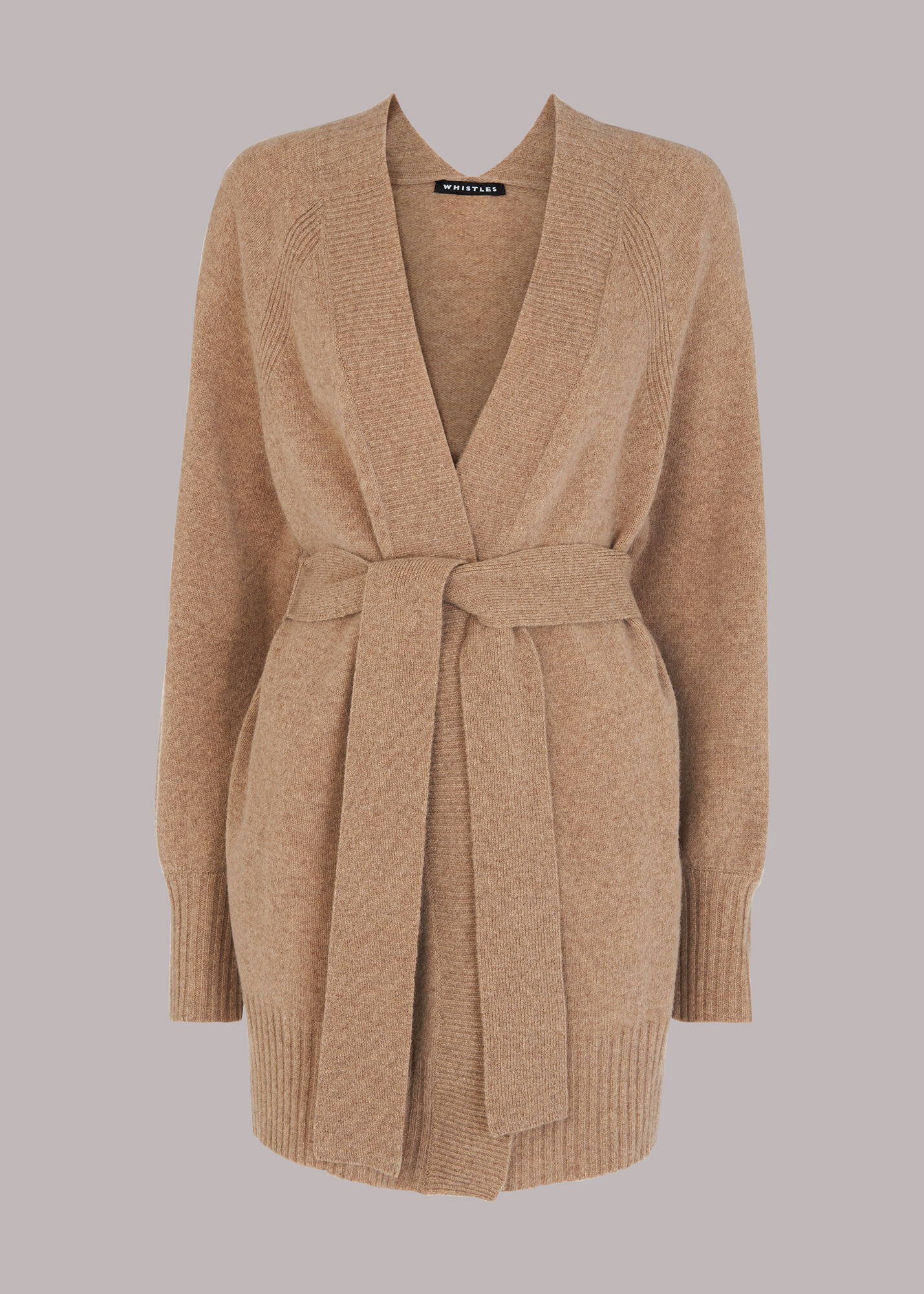 Oatmeal Knitted Wrap Cardigan WHISTLES
