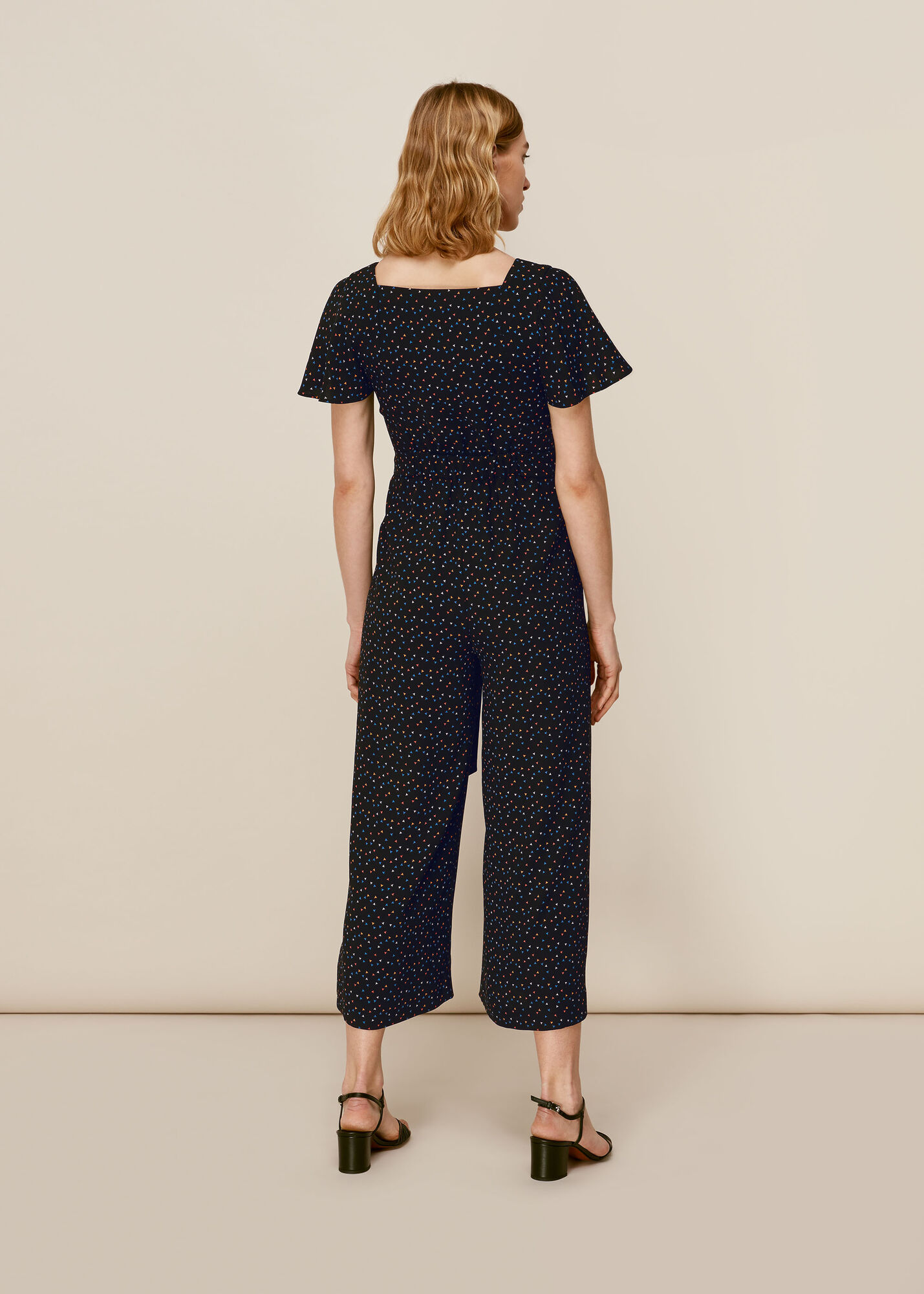 Black/Multi Micro Triangle Print Jumpsuit WHISTLES