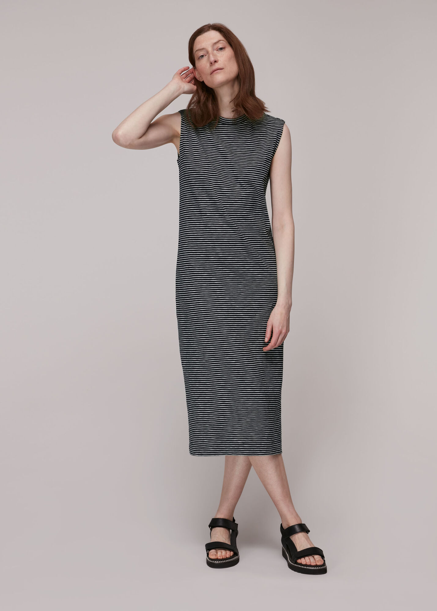 Blue/Multi Easy Minimal Stripe Dress | WHISTLES