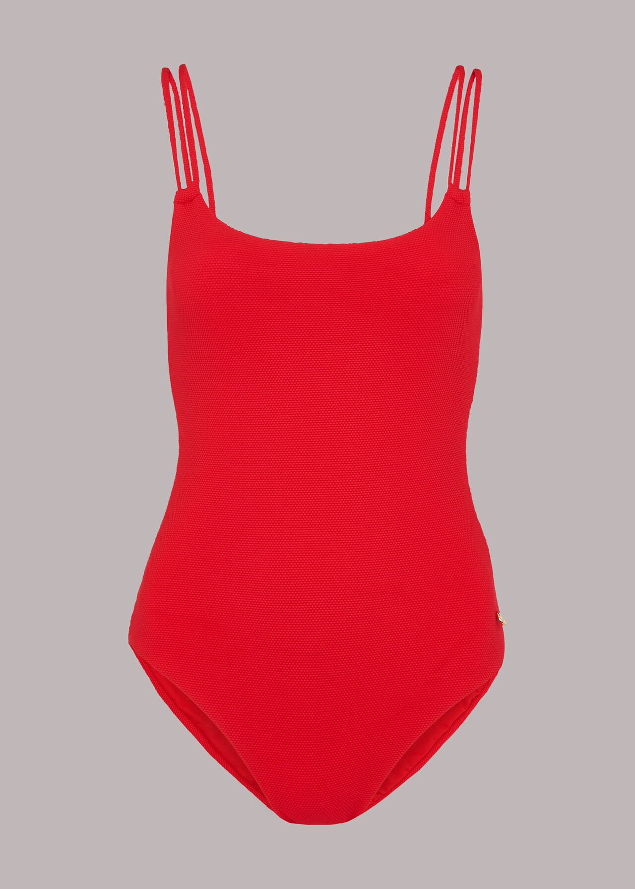 Double Strap Textured Swimsuit Red