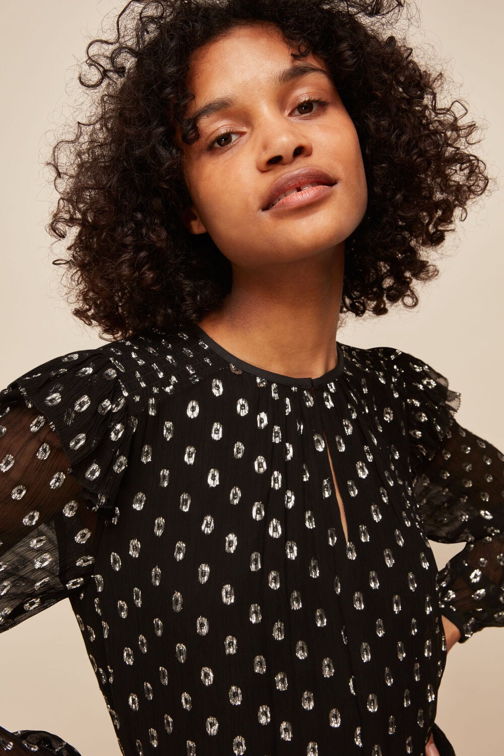 Black Metallic Dobby Sophia Top