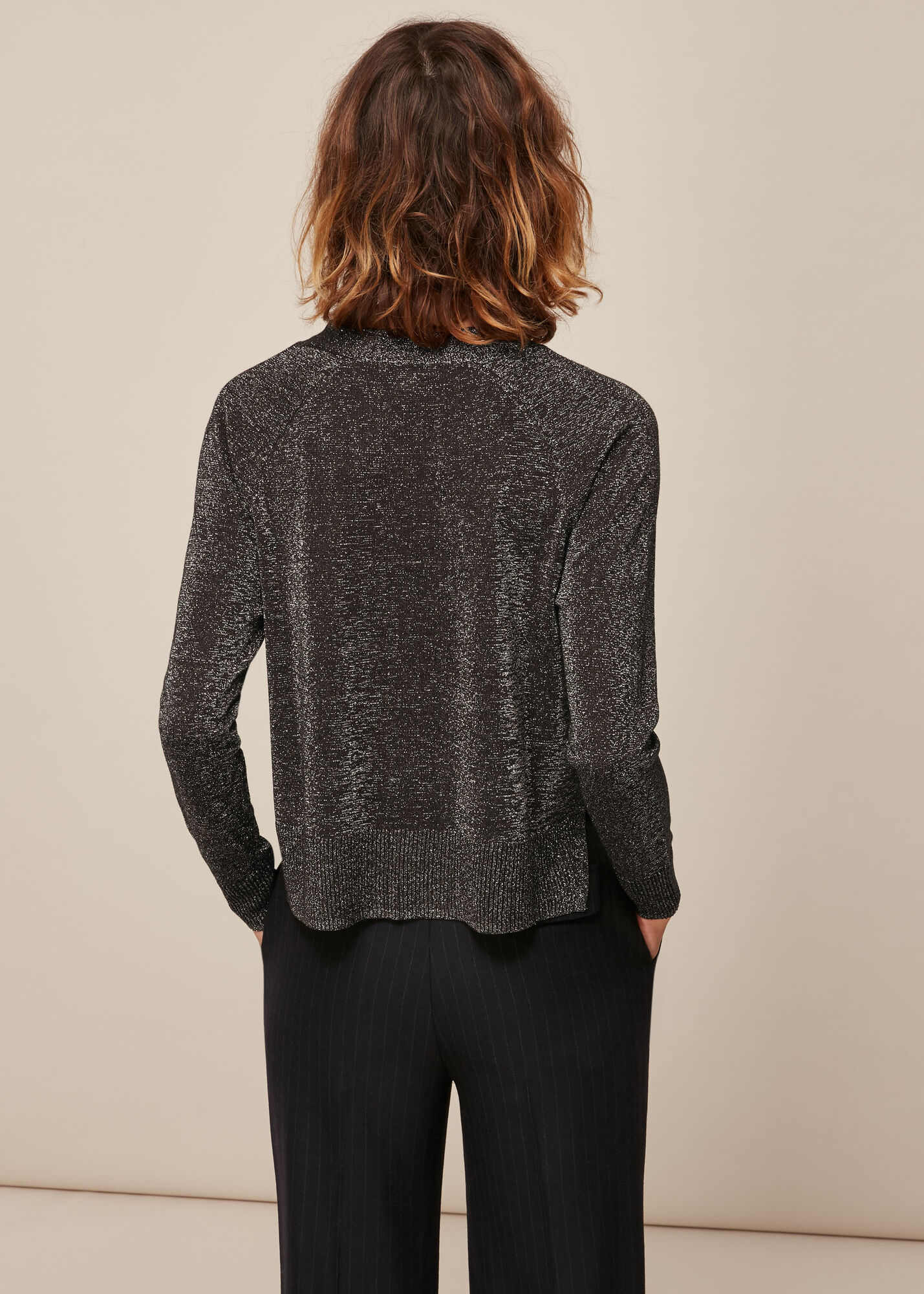Silver Sparkle Button Front Cardigan WHISTLES