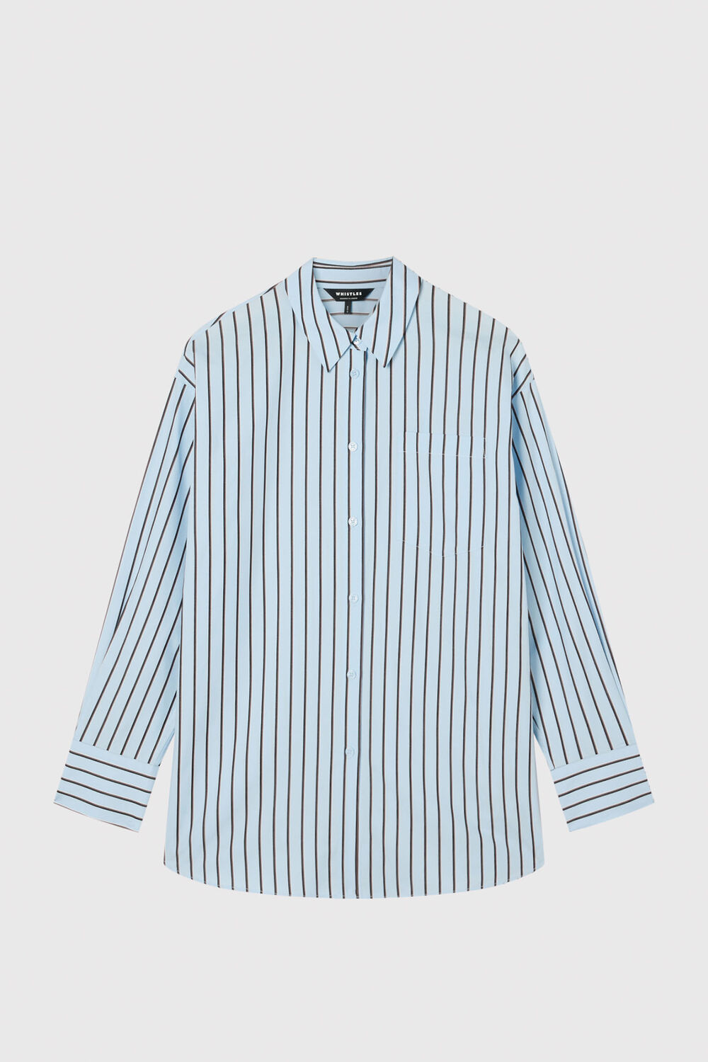 Blue Cotton Poplin Stripe Shirt