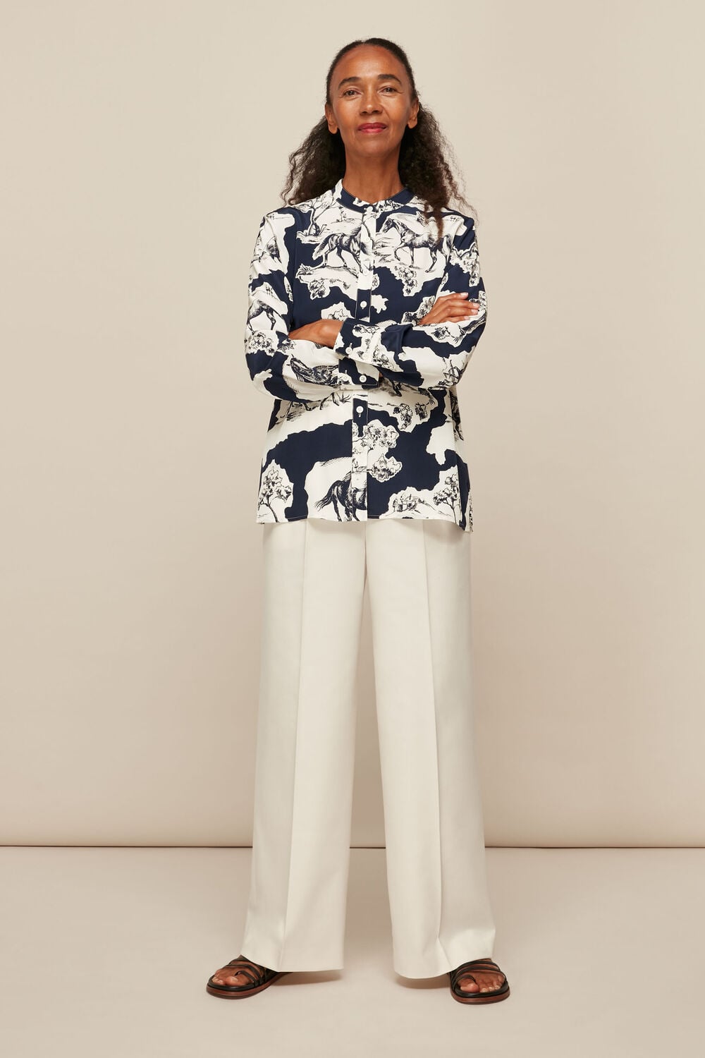 Stallion Print Silk Shirt