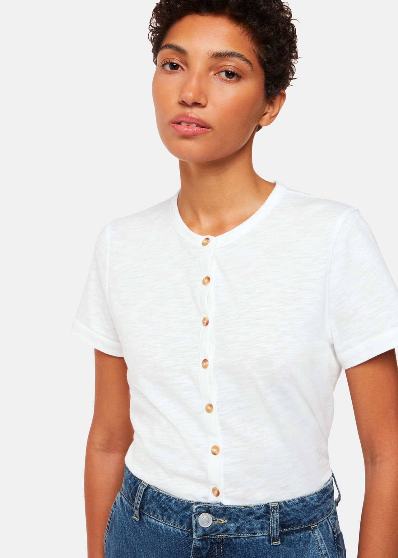 Isla Round Neck Button Tee