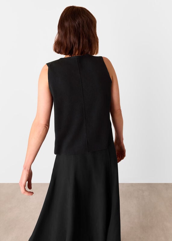 Black Lucy Button Front Knit Tank