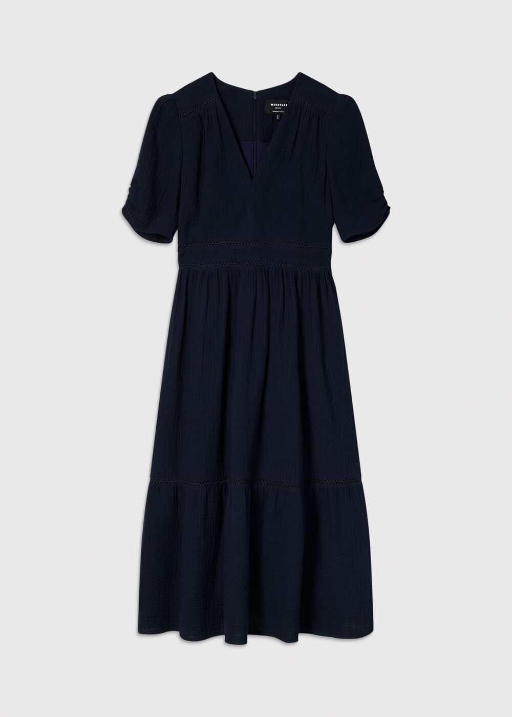 V Neck Textured Midi Dress