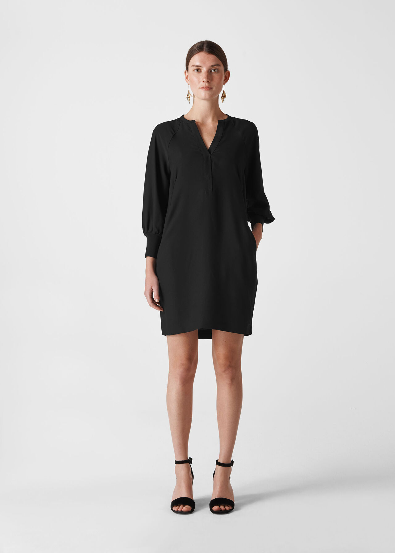 Zeta Rib Cuff Dress Black