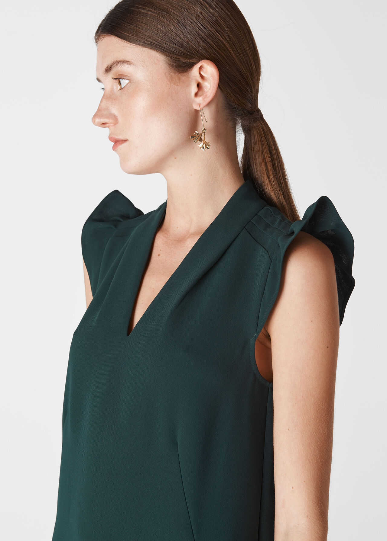 Safia Crepe Dress Dark Green