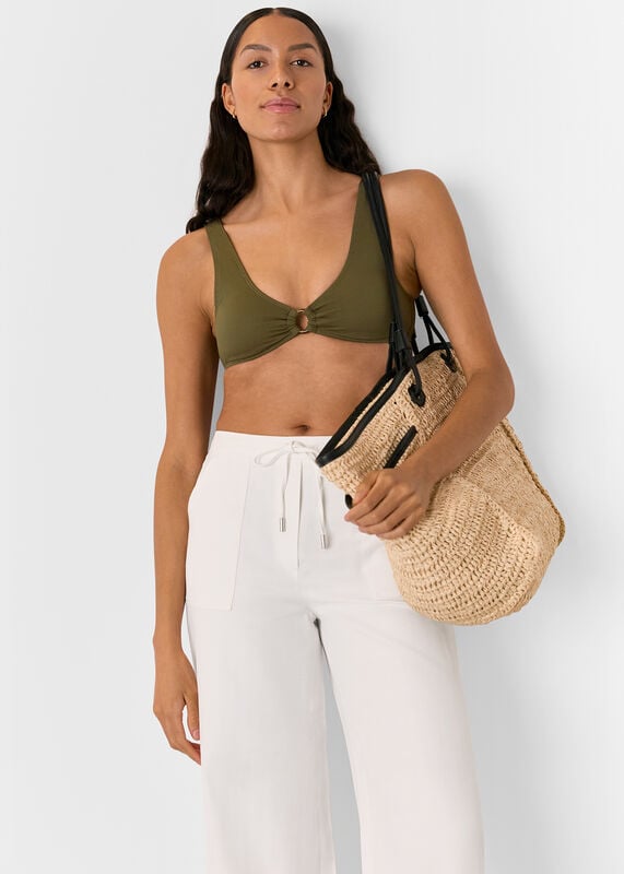 Khaki Ring Detail Bikini Top