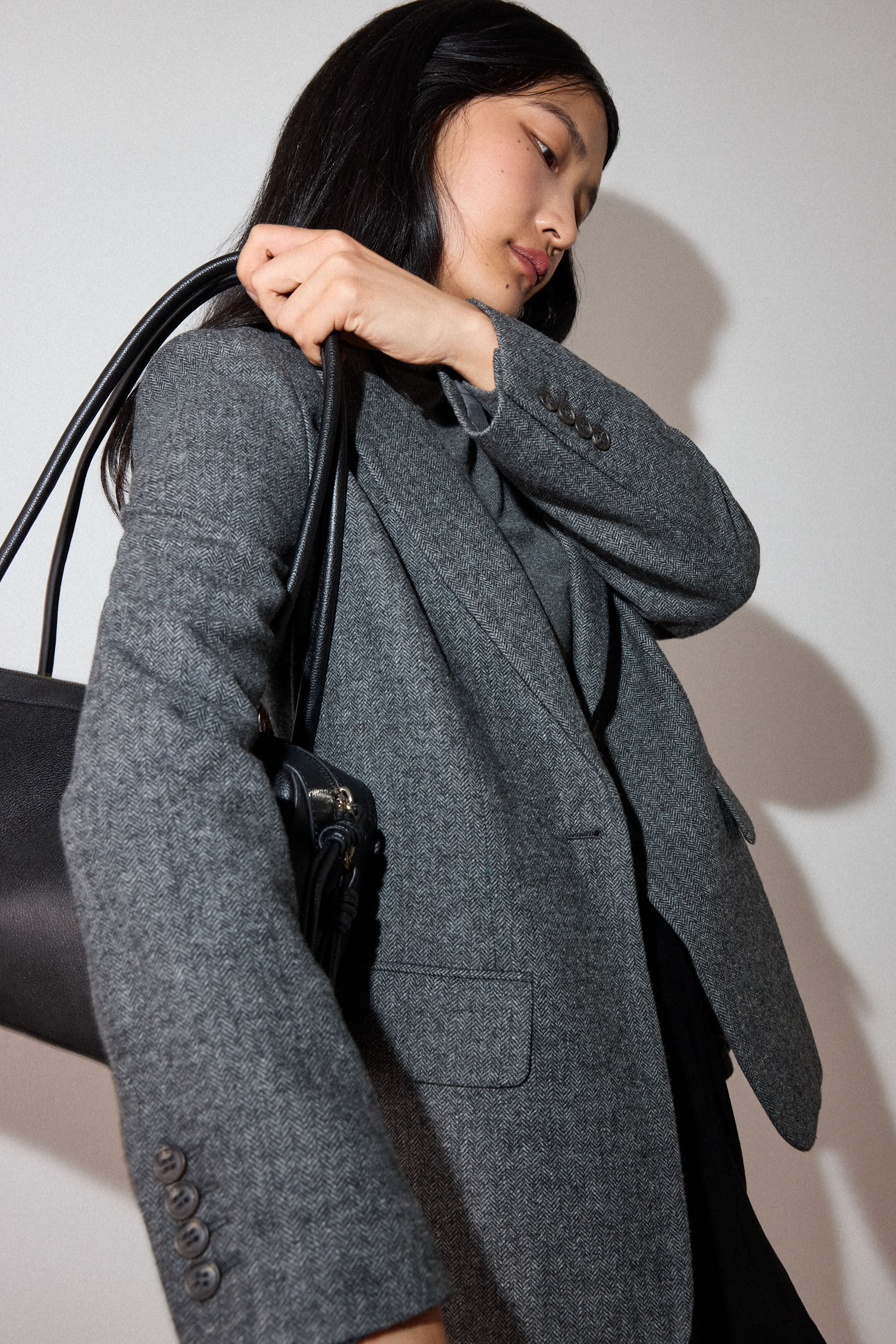 HERRINGBONE WOOL BLAZER ヘリンボーン ウール ブレザー Grey/Multi Herringbone Wool Blend Blazer | WHISTLES | Whistles US |