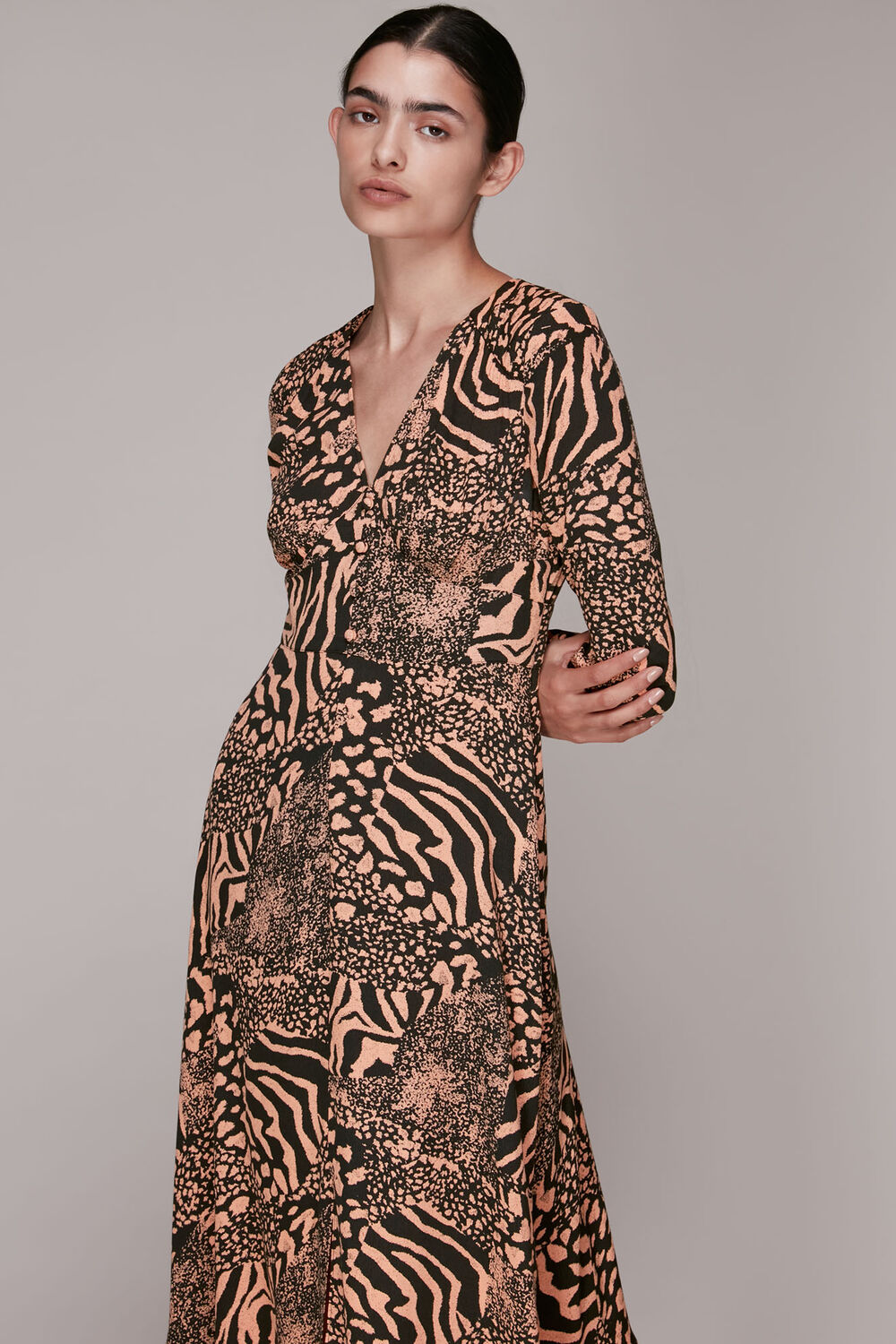 Patchwork Animal Midi Dress