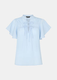 Frill Sleeve Tie Front Blouse