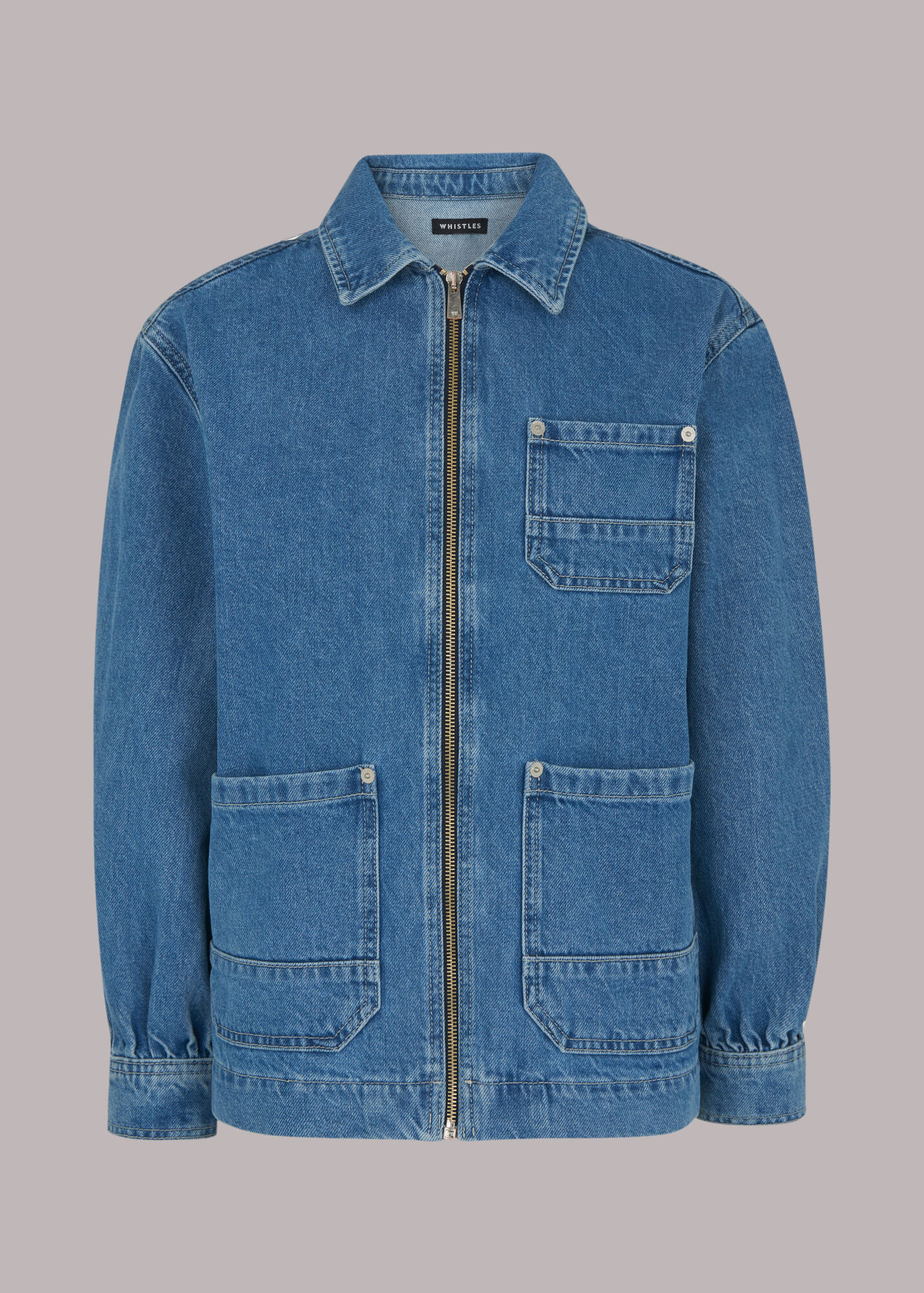 Denim Zip Front Denim Cargo Jacket WHISTLES