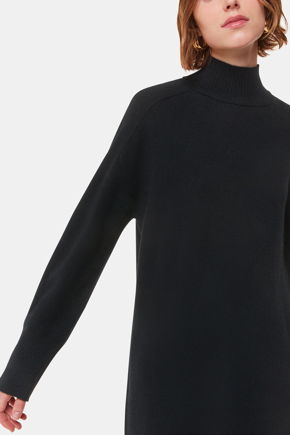 Black Cashmere Mock Neck Sweater Dress