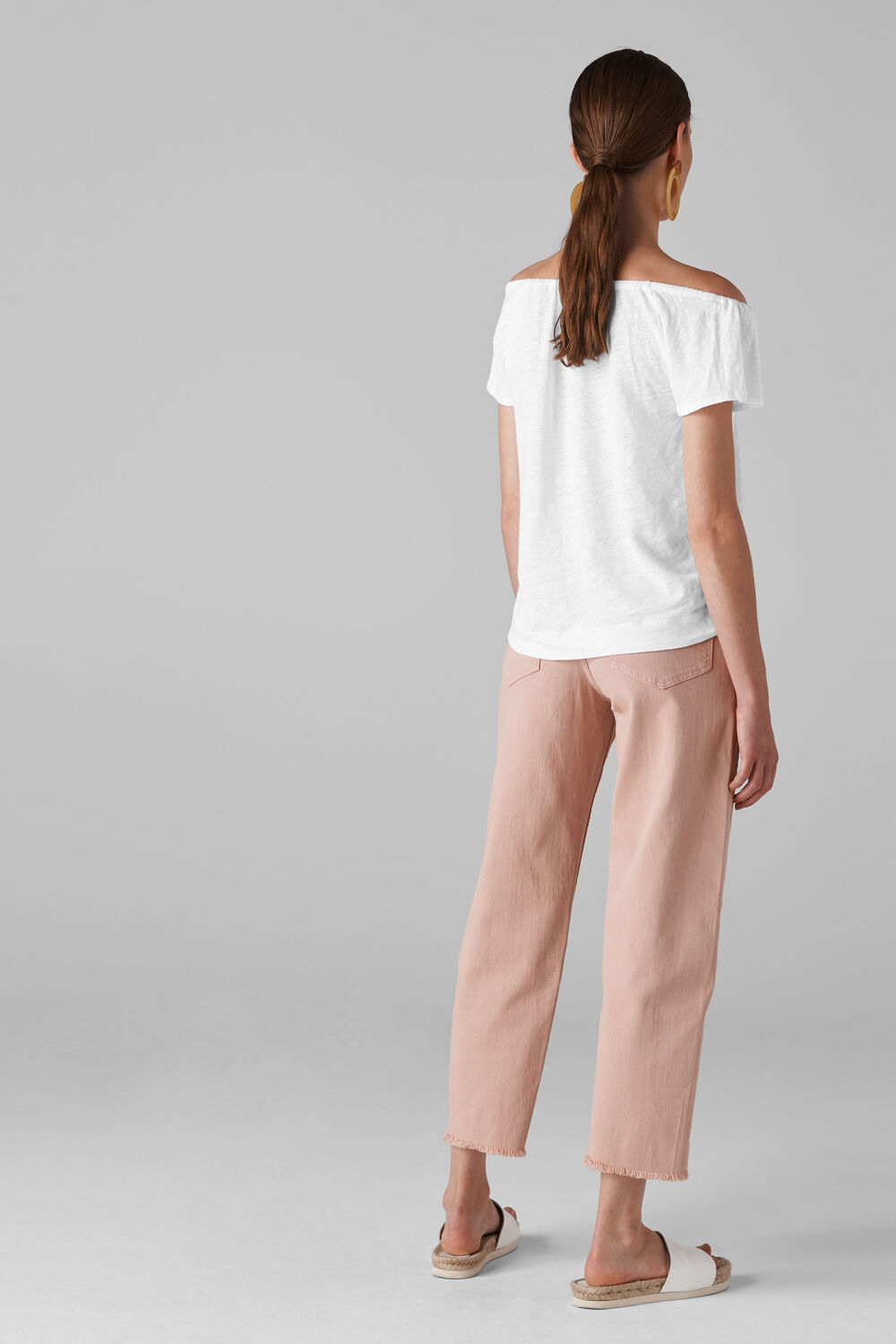 Tie Neck Bardot Top White