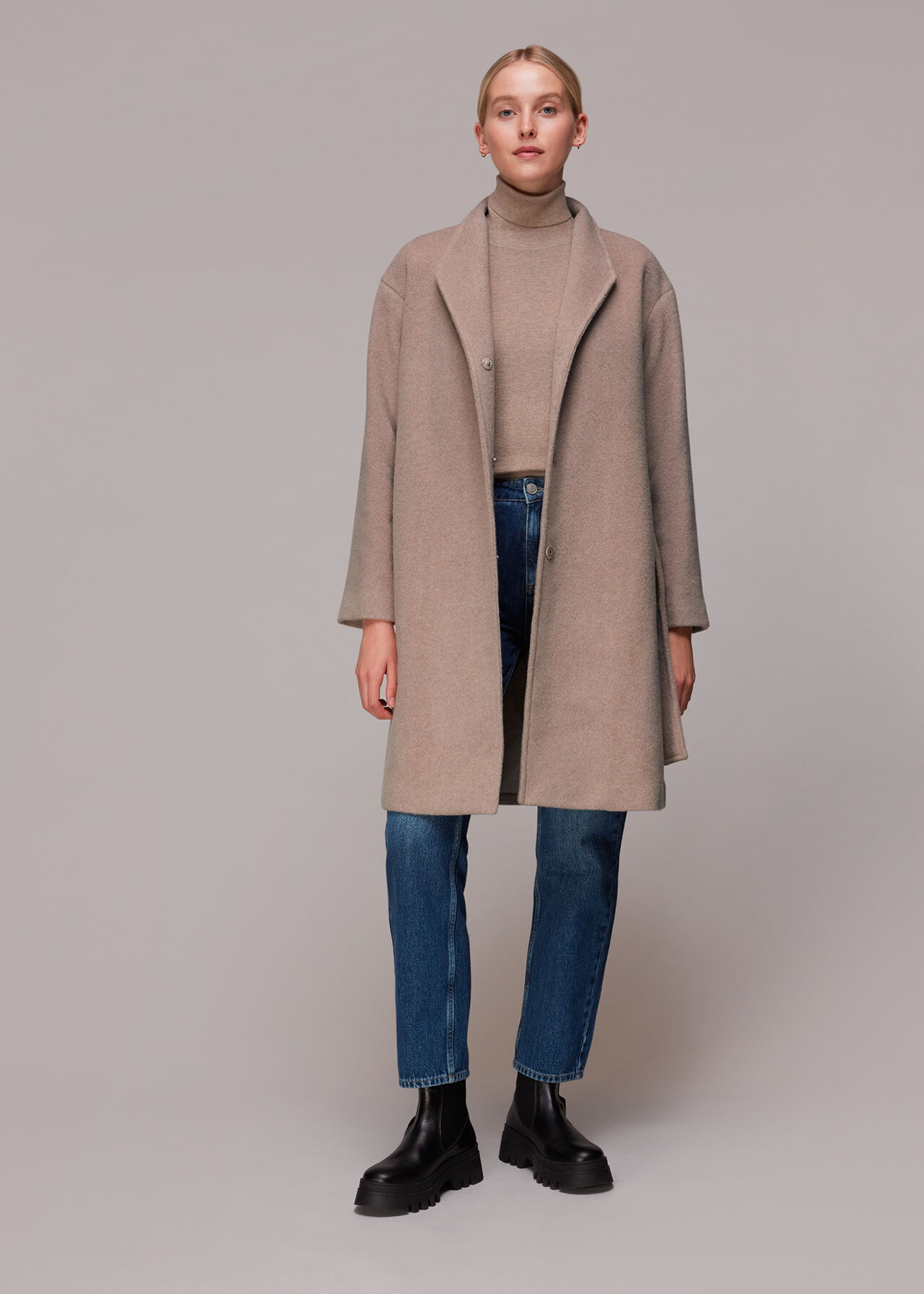 Clara Funnel Neck Wool Coat