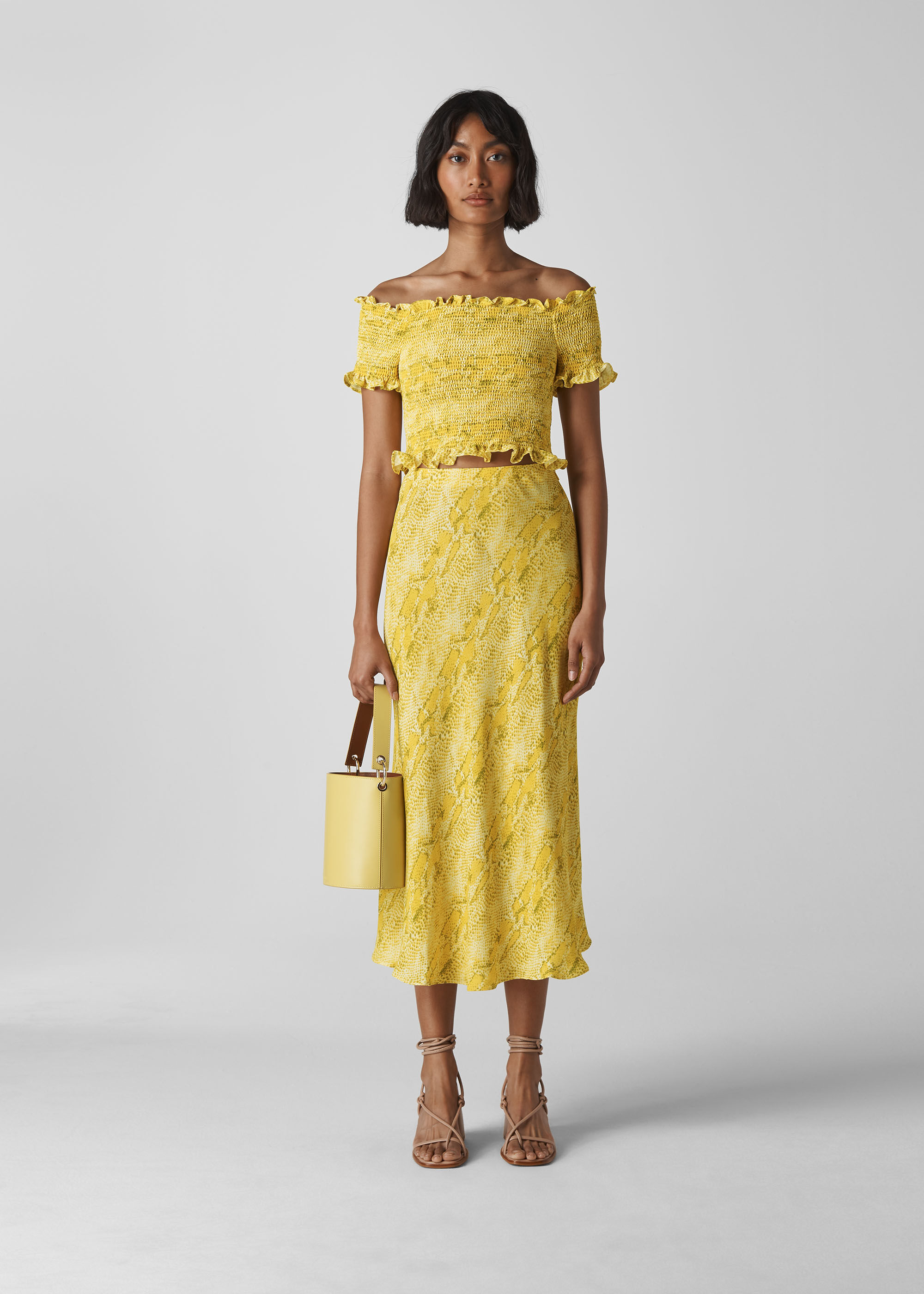 Whistles yellow shop animal print skirt