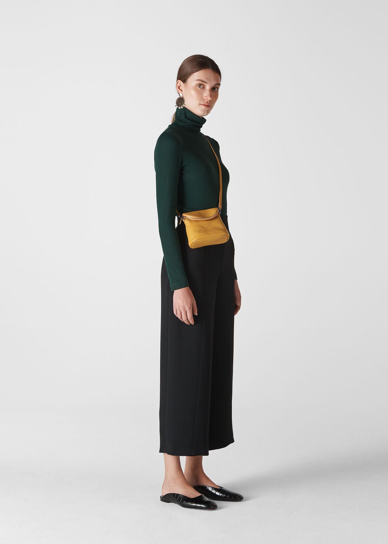 Essential Polo Neck Top Dark Green