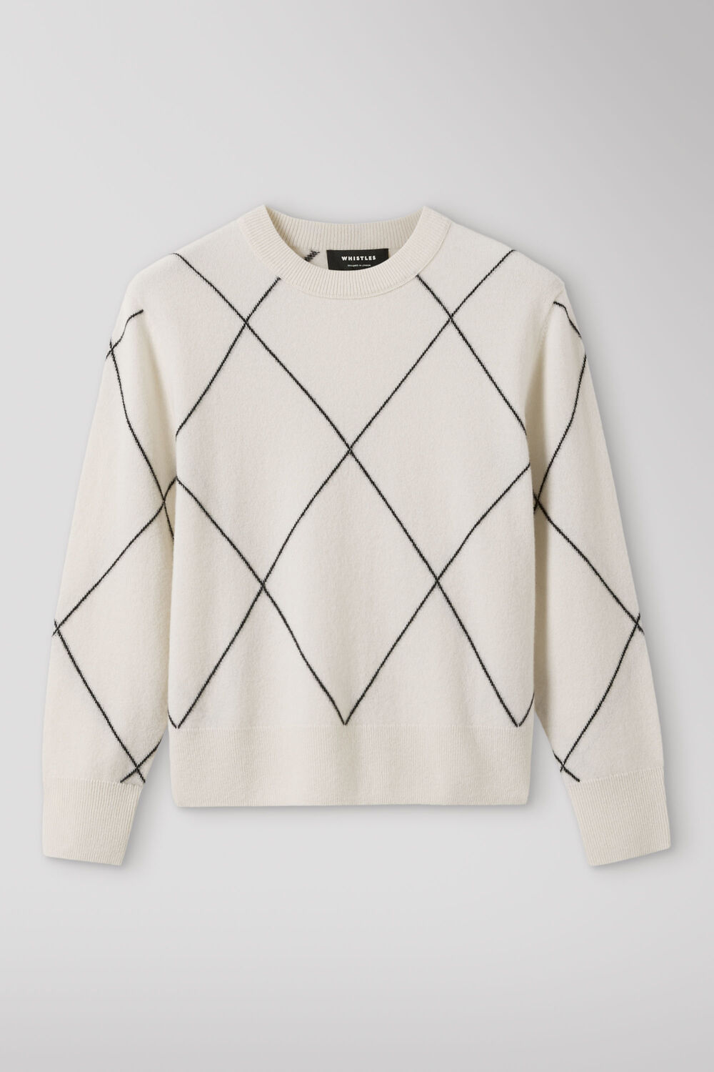 Ivory Wool Contrast Diamond Knit