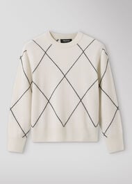 Wool Contrast Diamond Knit