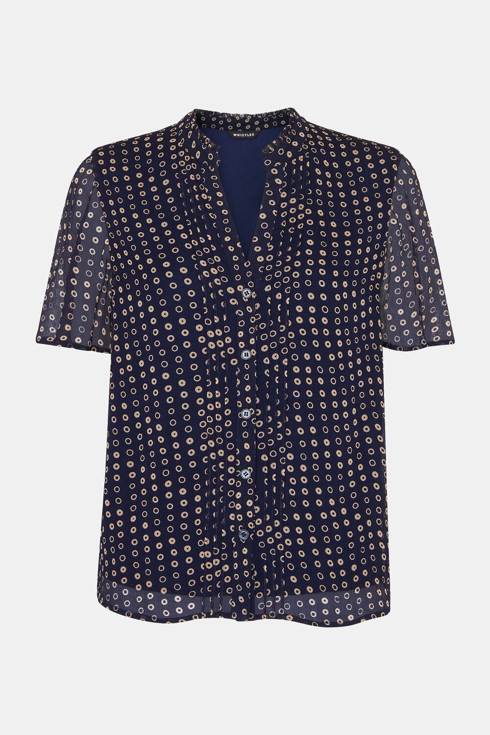 Navy Spotted Hoop Frill Blouse
