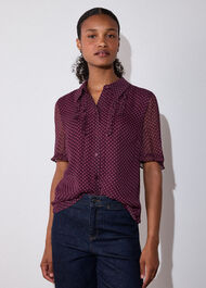 Polka Dot Sheer Sleeve Shirt
