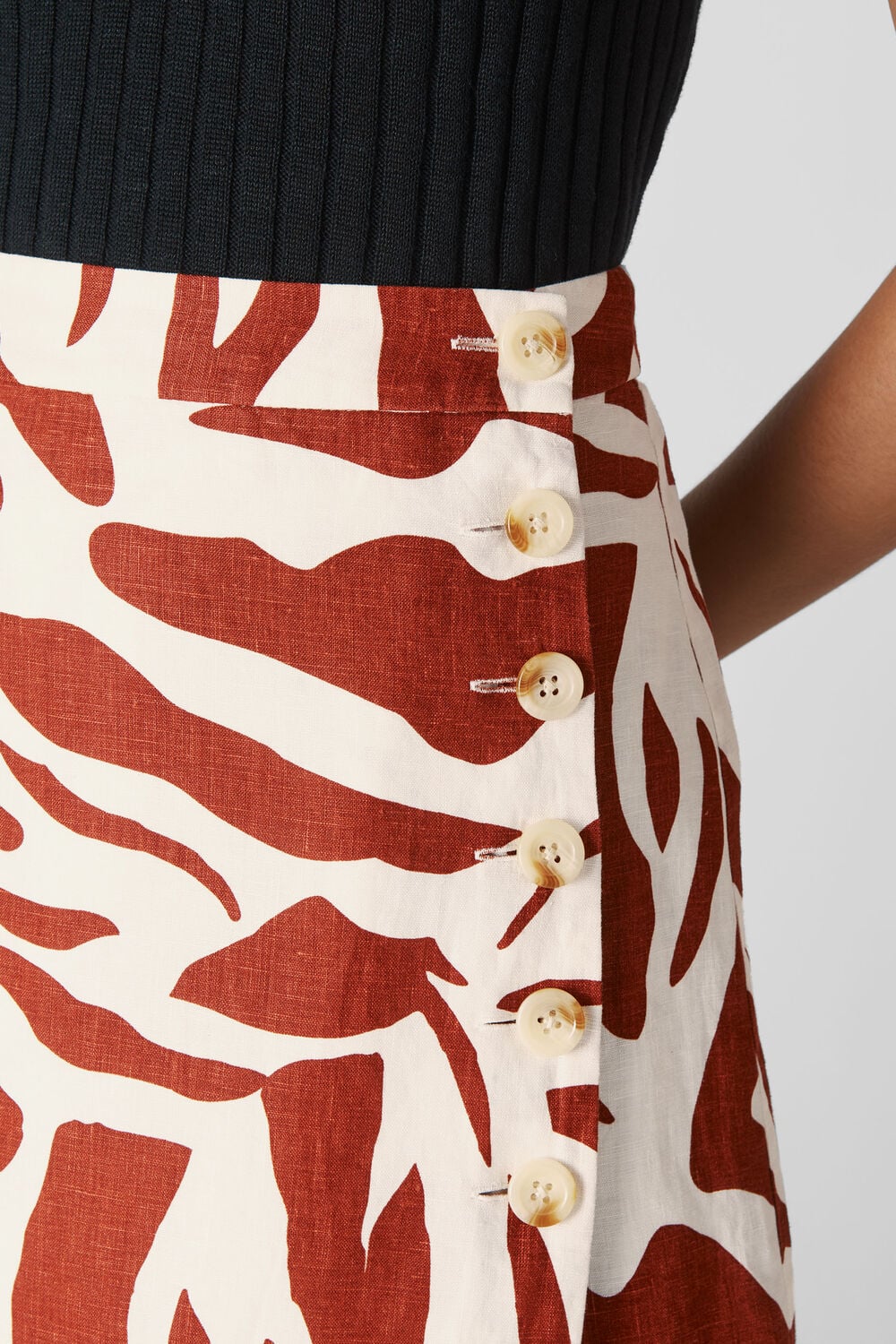 Graphic Zebra Linen Skirt Multicolour