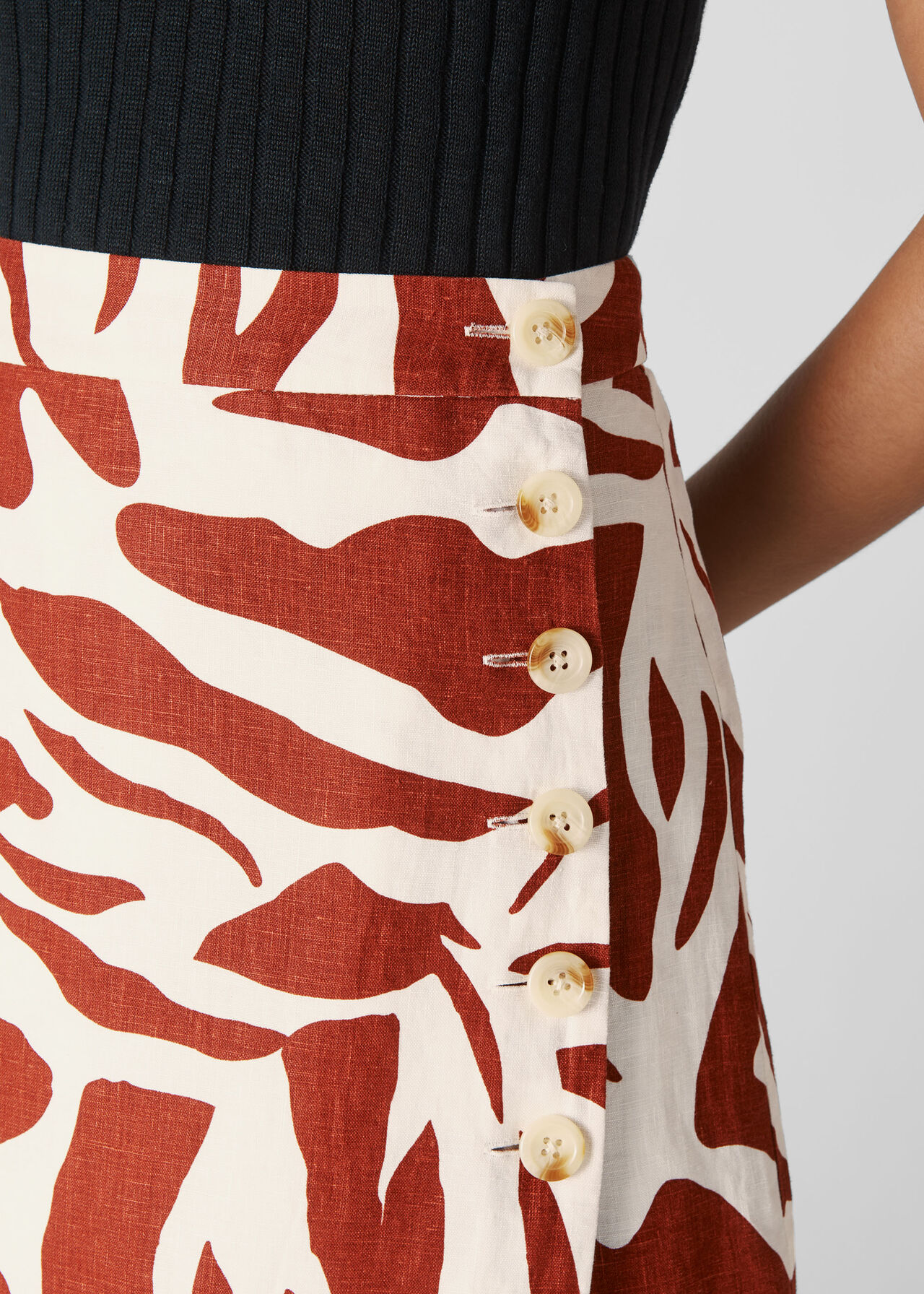 Graphic Zebra Linen Skirt Multicolour