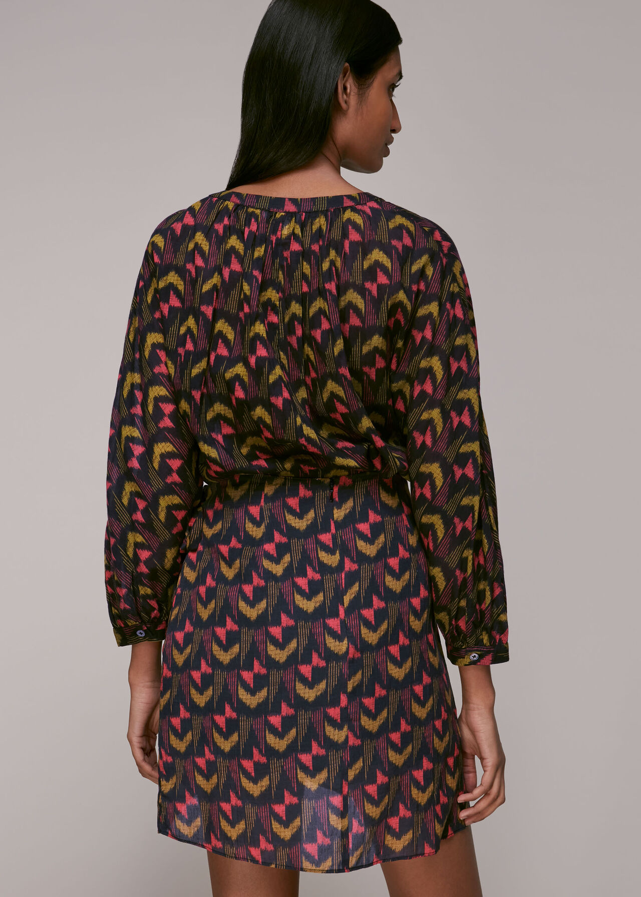 Geometric Ikat Wrap Skirt Multicolour