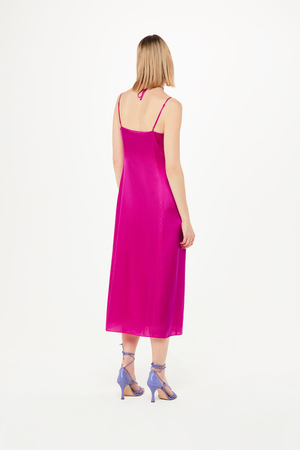 Cut Out Silk Mix Midi Dress
