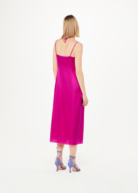 Pink Cut Out Silk Mix Midi Dress