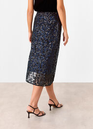 Floral Sequin Midi Skirt