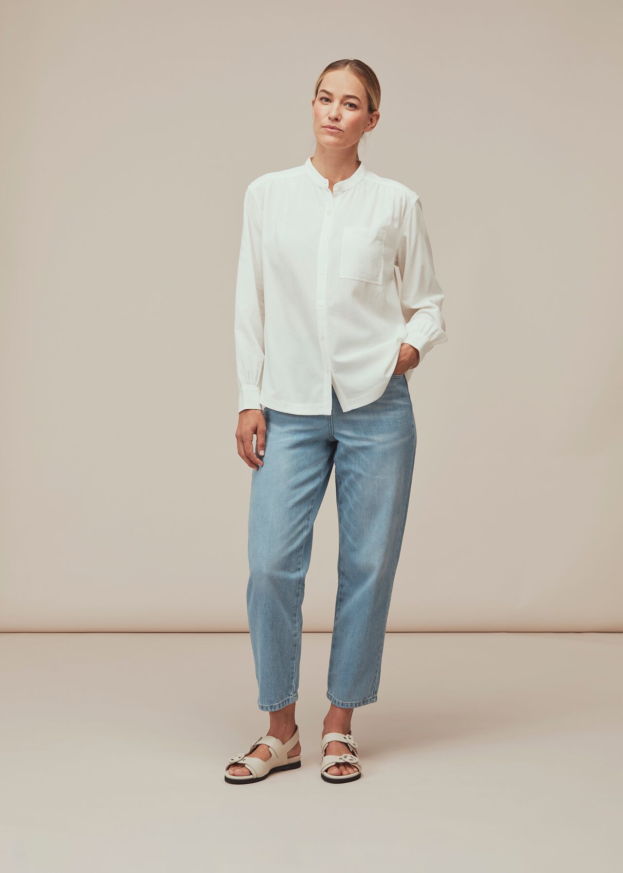 Textured Gather Detail Shirt