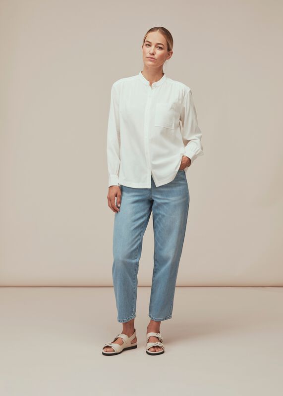Ivory Textured Gather Detail Shirt