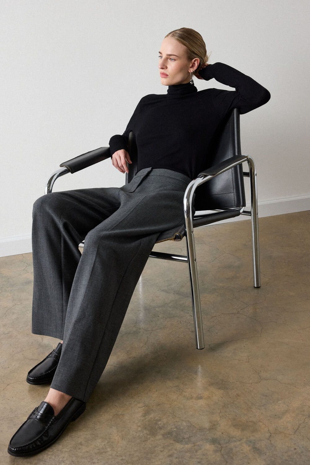 Black Essential Ribbed Polo