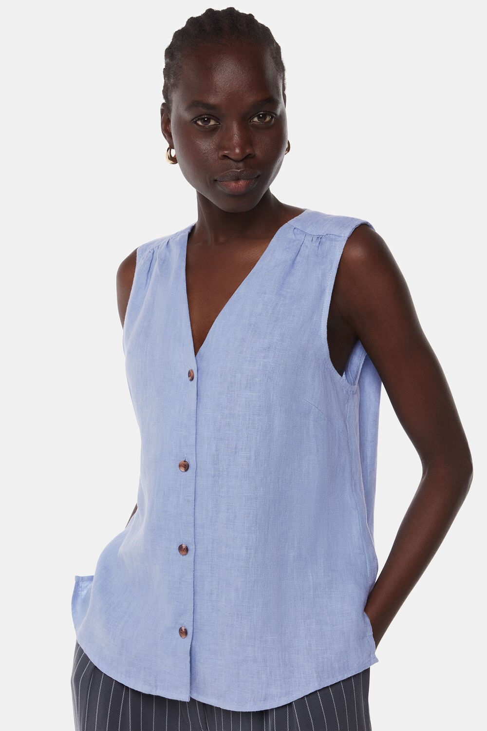Blue Linen Laura Tank
