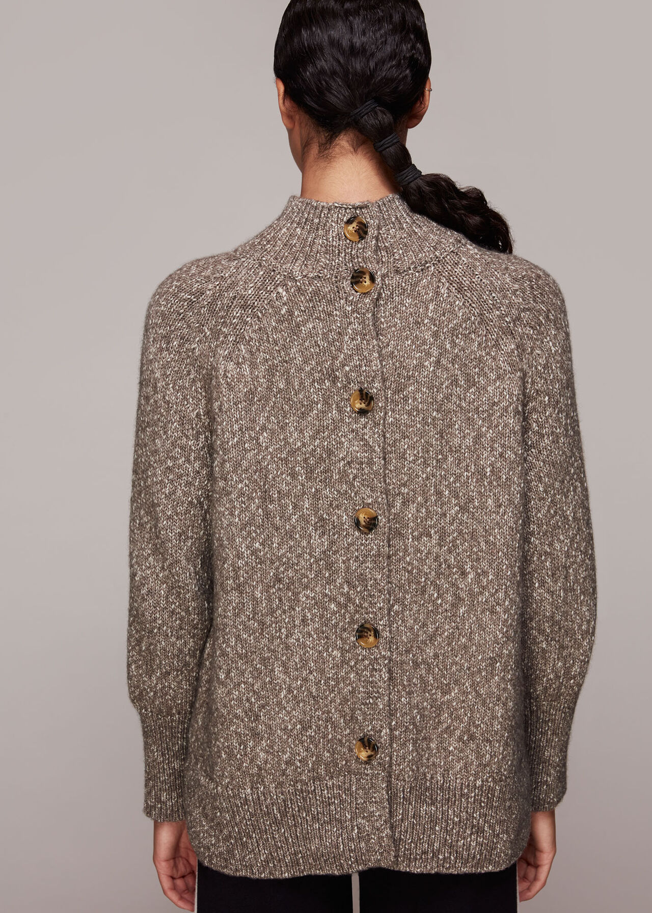 Flecked Button Back Knit