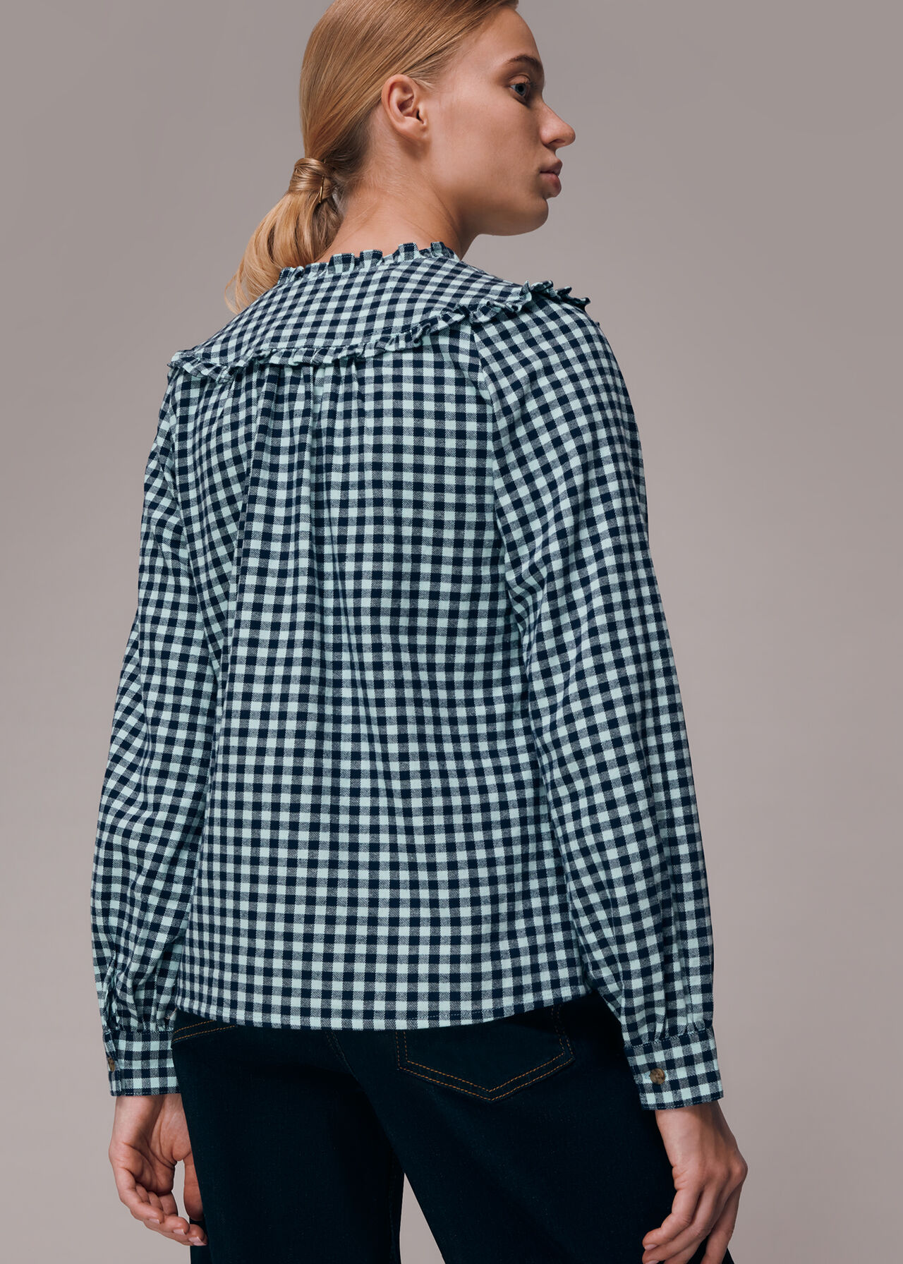 Gingham Frill Detail Top