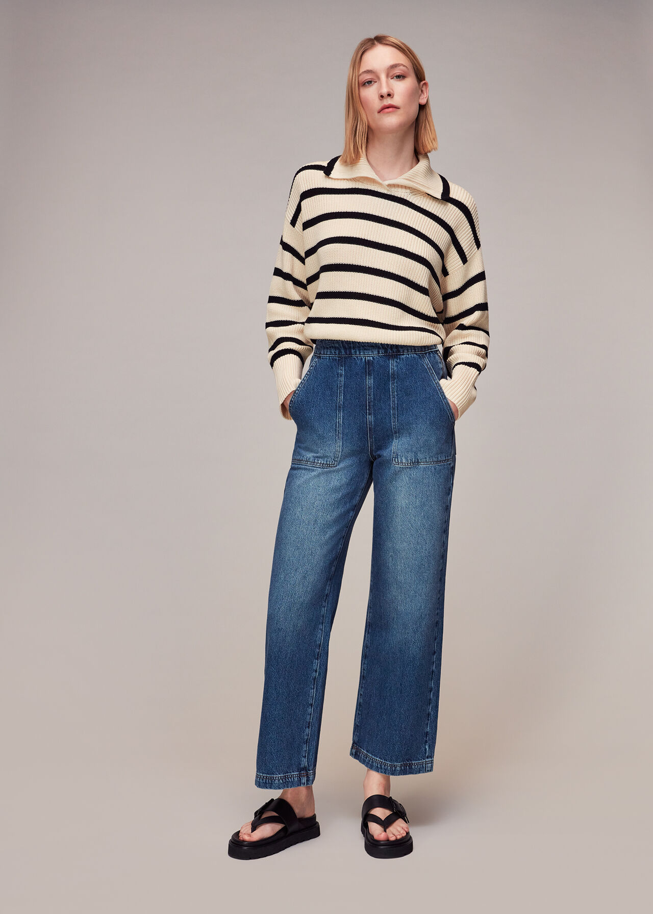 Rib Stripe Collar Sweater