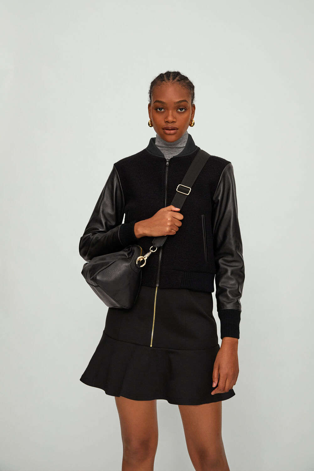 Black Ponte Peplum Skirt