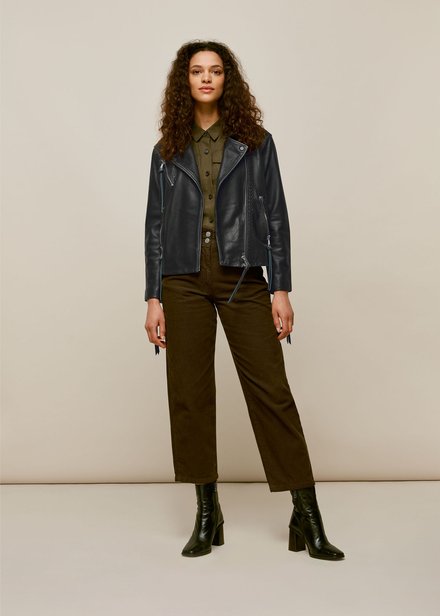 Black Tessa Tumbled Leather Biker WHISTLES