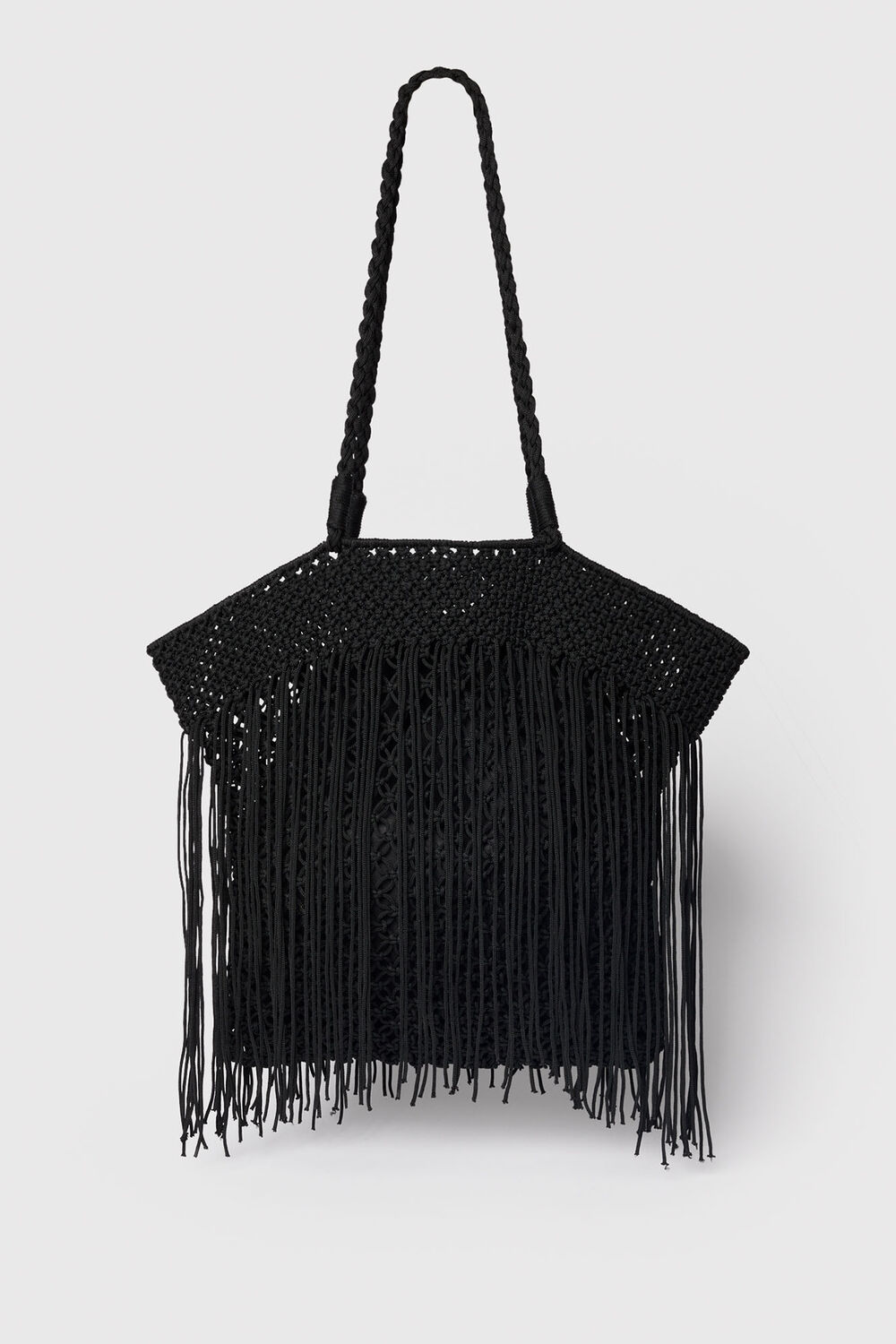 Black Crochet Fringe Bag