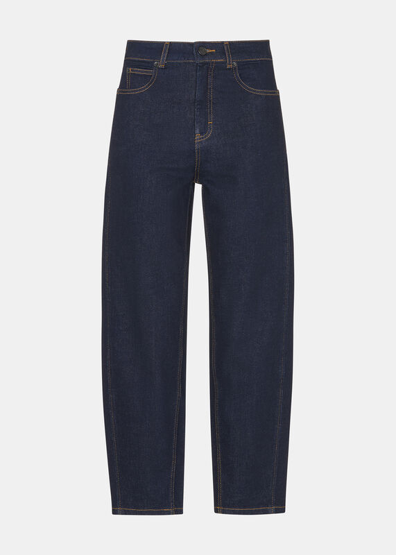 Dark Denim Stretch Barrel Leg Jean