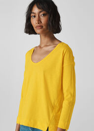 Cotton Scoop Neck Top Yellow